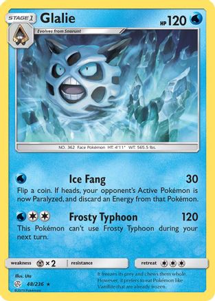 Glalie  - Reverse Holofoil SM  Cosmic Eclipse - Rare