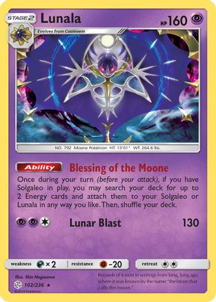 Lunala 102  - Holofoil SM  Cosmic Eclipse - Holo Rare