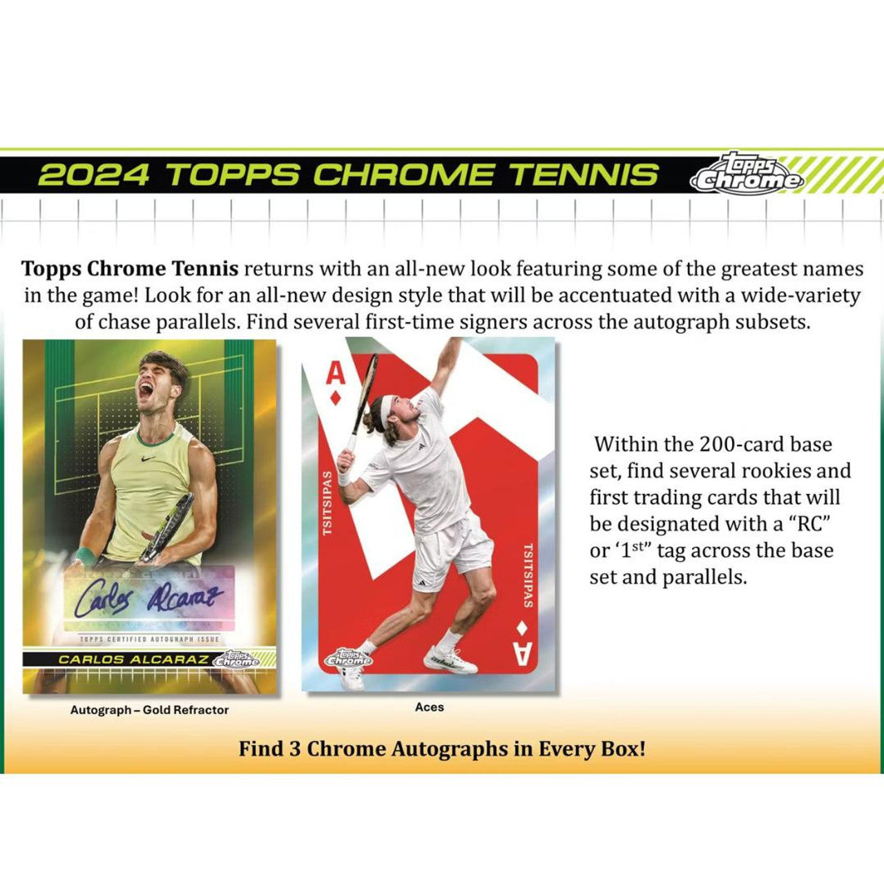 2024 TOPPS CHROME TENNIS HOBBY Factory Sealed Hobby Box PRESALE RELEASE 8-21-24