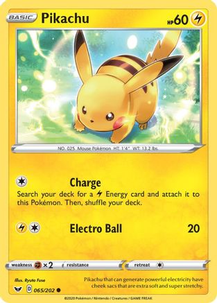 Pikachu 065  SWSH01 Sword & Shield Base Set - Common