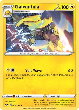 Galvantula 071  - Reverse Holofoil SWSH01 Sword & Shield Base Set - Uncommon