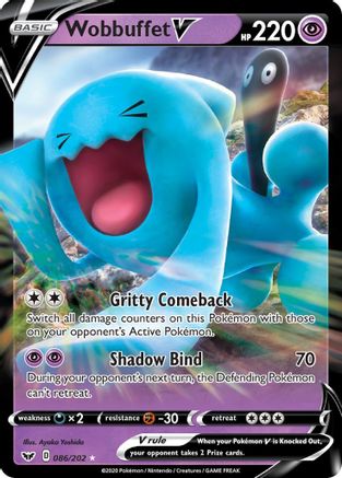 Wobbuffet V 086  - Holofoil SWSH01 Sword & Shield Base Set - Ultra Rare
