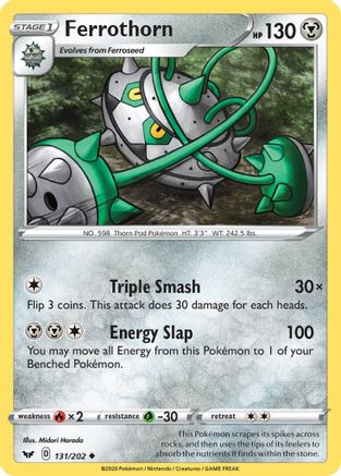 Ferrothorn 131  - Reverse Holofoil SWSH01 Sword & Shield Base Set - Uncommon