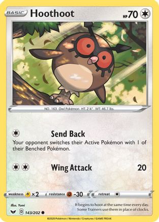 Hoothoot 143  SWSH01 Sword & Shield Base Set - Common