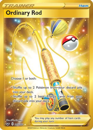 Ordinary Rod (Secret) 215  - Holofoil SWSH01 Sword & Shield Base Set - Secret Rare
