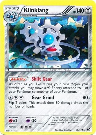 Klinklang - 76/114 (Cracked Ice Holo)/114  - Reverse Holofoil Blister Exclusives - Promo