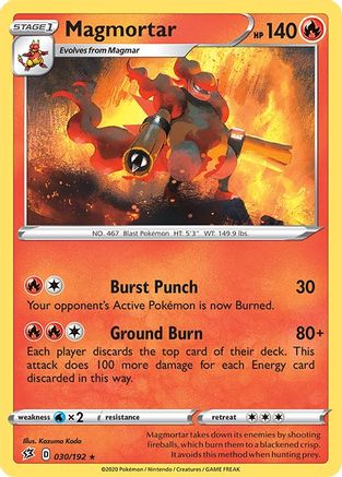 Magmortar 030  - Reverse Holofoil SWSH02 Rebel Clash - Rare