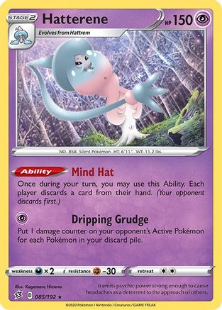 Hatterene 085  - Reverse Holofoil SWSH02 Rebel Clash - Holo Rare