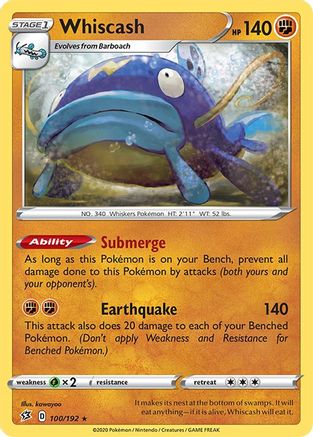 Whiscash 100  - Reverse Holofoil SWSH02 Rebel Clash - Rare