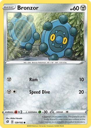Bronzor 129  - Reverse Holofoil SWSH02 Rebel Clash - Common