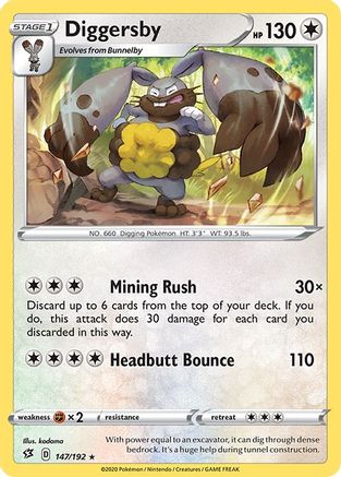 Diggersby  - Reverse Holofoil SWSH02 Rebel Clash - Rare