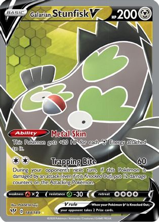 Galarian Stunfisk V (Full Art) 184  - Holofoil SWSH03 Darkness Ablaze - Ultra Rare