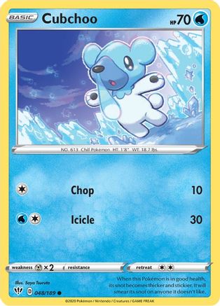 Cubchoo 048  - Reverse Holofoil SWSH03 Darkness Ablaze - Common