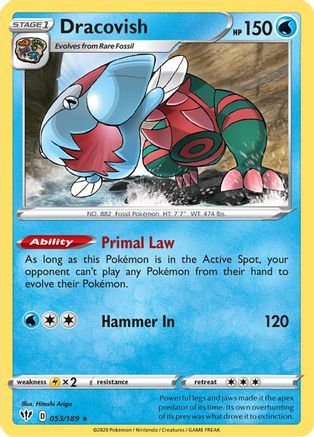 Dracovish 053  - Reverse Holofoil SWSH03 Darkness Ablaze - Holo Rare