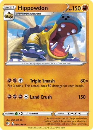 Hippowdon 094  SWSH03 Darkness Ablaze - Rare