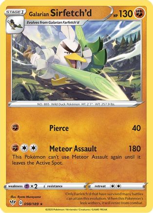 Galarian Sirfetch'd 098  - Reverse Holofoil SWSH03 Darkness Ablaze - Rare