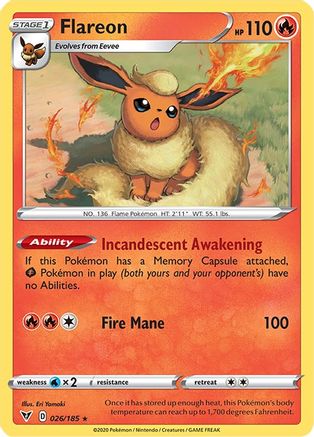 Flareon 026  - Reverse Holofoil SWSH04 Vivid Voltage - Rare