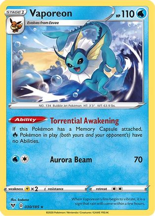 Vaporeon 030  SWSH04 Vivid Voltage - Rare