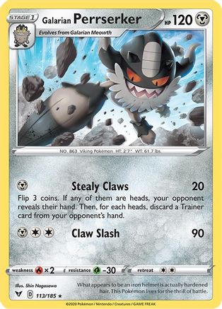 Galarian Perrserker 113  SWSH04 Vivid Voltage - Rare