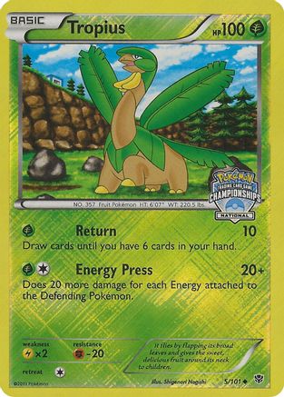 Tropius - 5/101 (National Championships)/101  - Reverse Holofoil League & Championship Cards - Promo