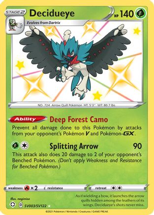 Decidueye SV003  - Holofoil Shining Fates Shiny Vault - Shiny Holo Rare
