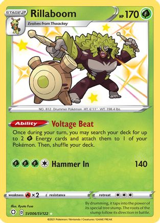 Rillaboom SV006  - Holofoil Shining Fates Shiny Vault - Shiny Holo Rare