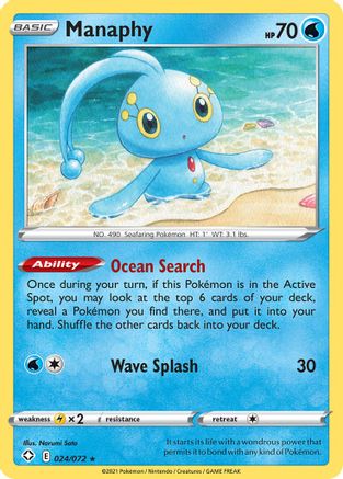 Manaphy 024  - Reverse Holofoil Shining Fates - Rare