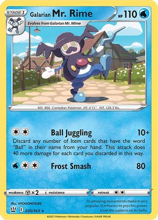 Galarian Mr. Rime 035  - Reverse Holofoil SWSH05 Battle Styles - Rare