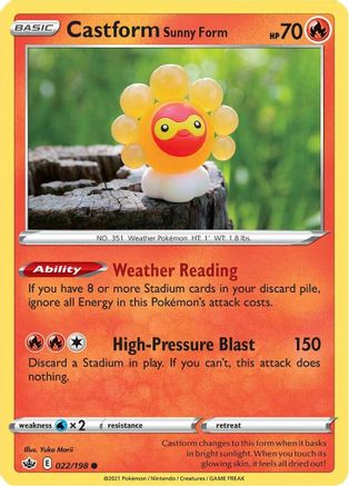 Castform Sunny Form 022  - Reverse Holofoil SWSH06 Chilling Reign - Common