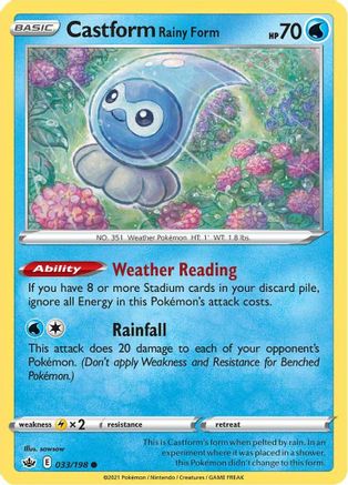 Castform Rainy Form 033  SWSH06 Chilling Reign - Common