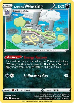 Galarian Weezing 096  - Reverse Holofoil SWSH06 Chilling Reign - Rare