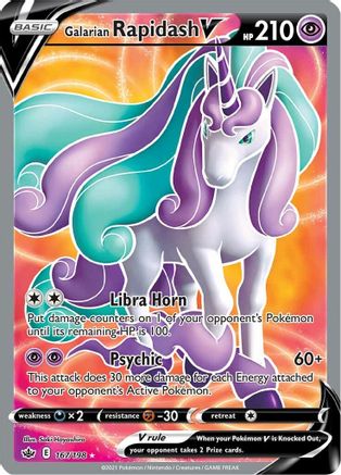 Galarian Rapidash V (Full Art) 167  - Holofoil SWSH06 Chilling Reign - Ultra Rare