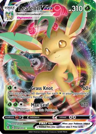Leafeon VMAX 008  - Holofoil SWSH07 Evolving Skies - Ultra Rare