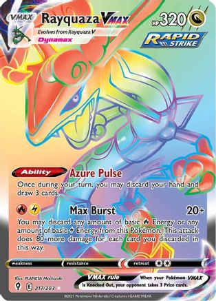 Rayquaza VMAX (Secret) 217  - Holofoil SWSH07 Evolving Skies - Secret Rare