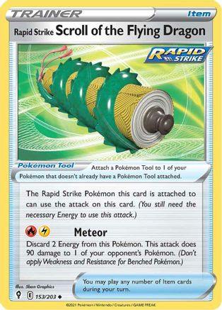Rapid Strike Scroll of the Flying Dragon 153  - Reverse Holofoil SWSH07 Evolving Skies - Uncommon