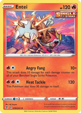 Entei 019  - Reverse Holofoil SWSH07 Evolving Skies - Holo Rare