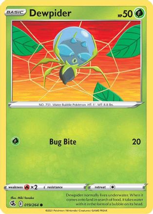 Dewpider 019  - Reverse Holofoil SWSH08 Fusion Strike - Common