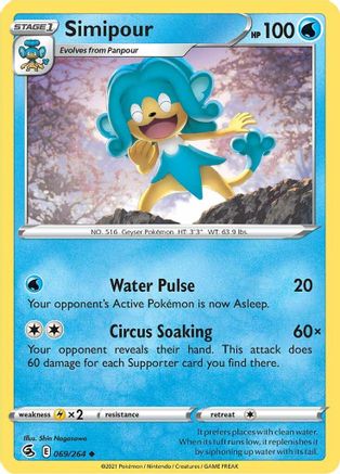 Simipour 069  - Reverse Holofoil SWSH08 Fusion Strike - Uncommon