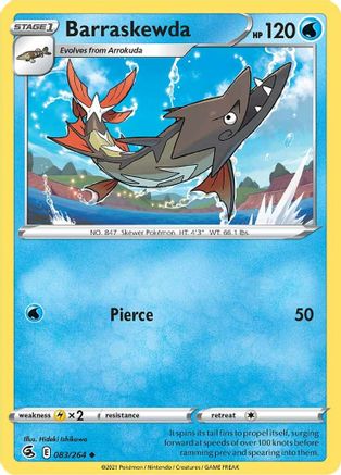 Barraskewda 083  - Reverse Holofoil SWSH08 Fusion Strike - Uncommon