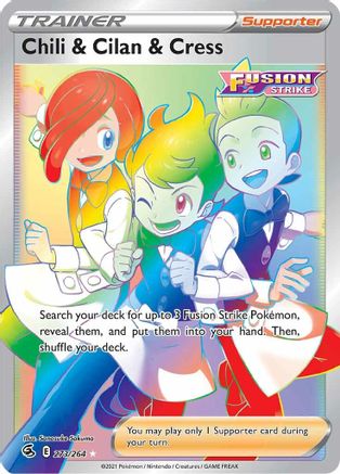 Chili & Cilan & Cress (Secret) 273  - Holofoil SWSH08 Fusion Strike - Secret Rare