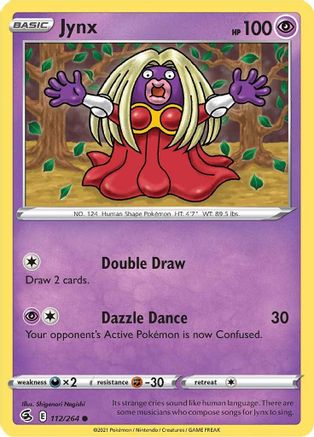 Jynx 112  - Reverse Holofoil SWSH08 Fusion Strike - Common