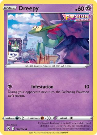 Dreepy 128  - Reverse Holofoil SWSH08 Fusion Strike - Common
