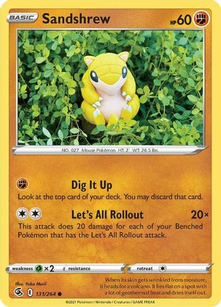 Sandshrew 131  - Reverse Holofoil SWSH08 Fusion Strike - Common