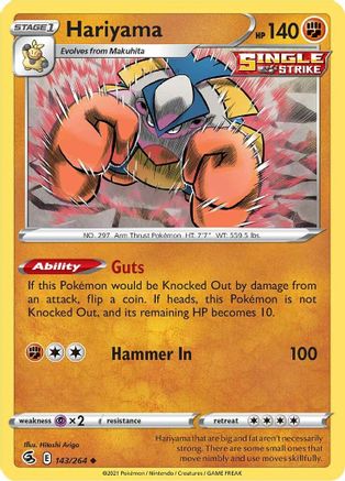 Hariyama 143  SWSH08 Fusion Strike - Uncommon
