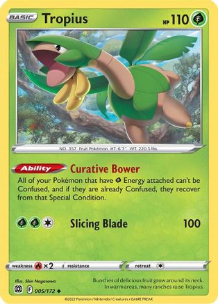 Tropius 005  - Reverse Holofoil SWSH09 Brilliant Stars - Uncommon