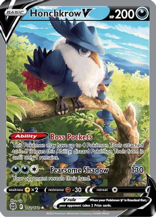 Honchkrow V (Alternate Full Art) 162  - Holofoil SWSH09 Brilliant Stars - Ultra Rare