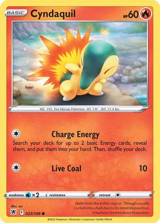 Cyndaquil 023  - Reverse Holofoil SWSH10 Astral Radiance - Common
