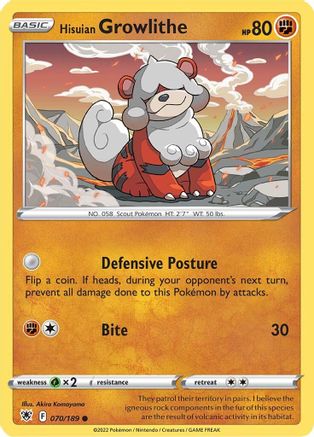 Hisuian Growlithe 070  SWSH10 Astral Radiance - Common
