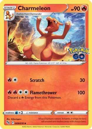 Charmeleon 009  - Reverse Holofoil Pokemon GO - Uncommon