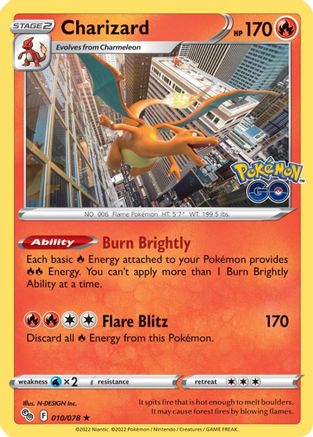 Charizard 010  - Holofoil Pokemon GO - Holo Rare
